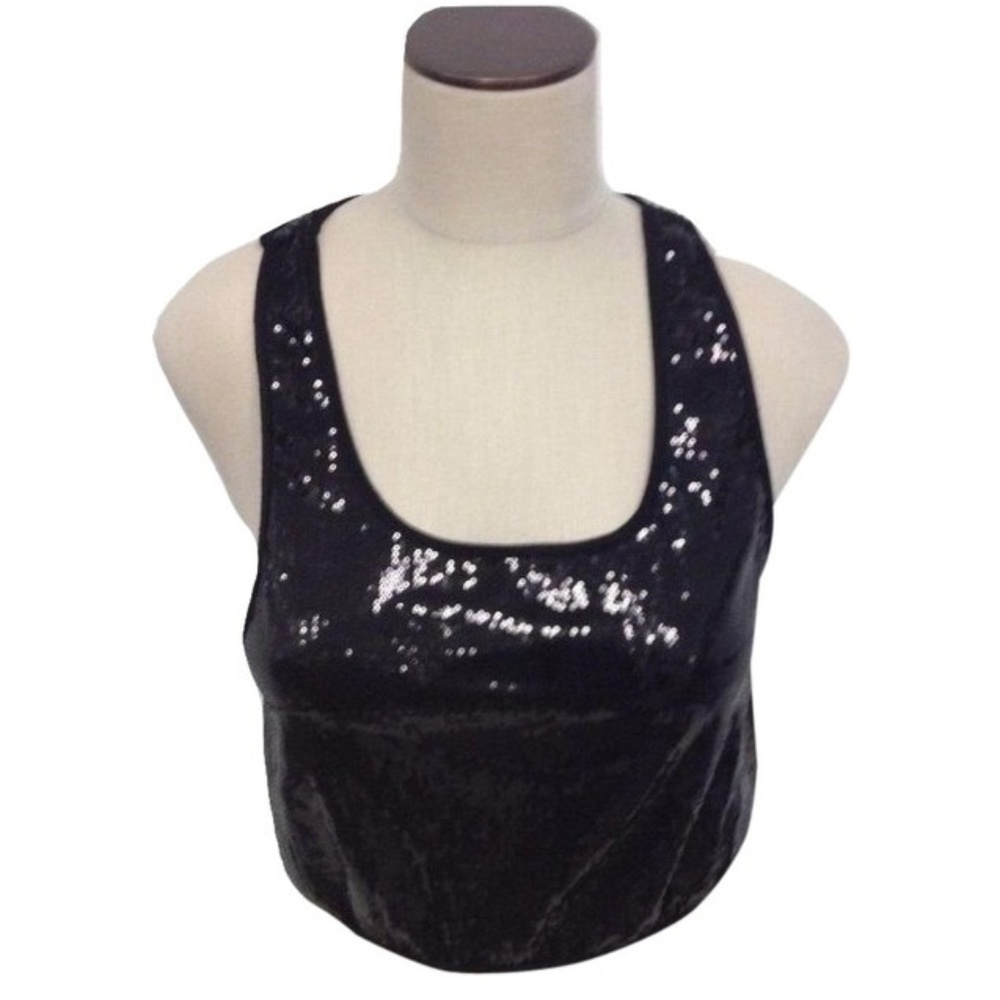 😀 3 for $20 NWT Womens Size Small or Medium LUMA Black Italian Sequin Tank Top